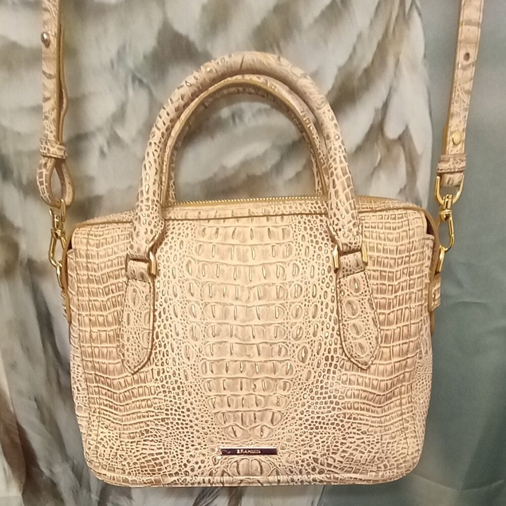 Brahmin Micaela Birch Leather Satchel    Like New